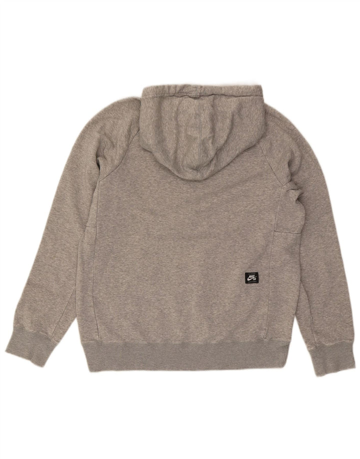 NIKE Mens Graphic Hoodie Jumper Medium Grey Flecked Cotton