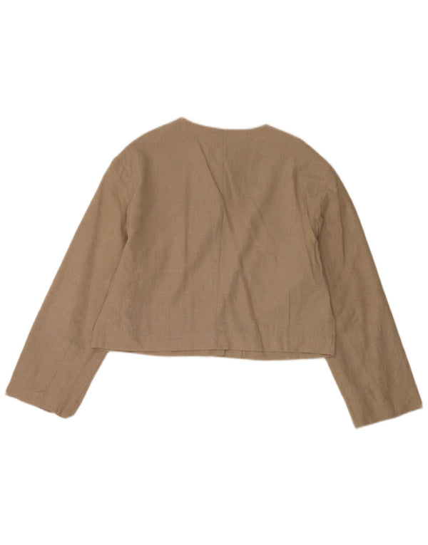 Zara Womens Crop 4 Button Blazer Jacket UK 14 Polyester Beige Moyen