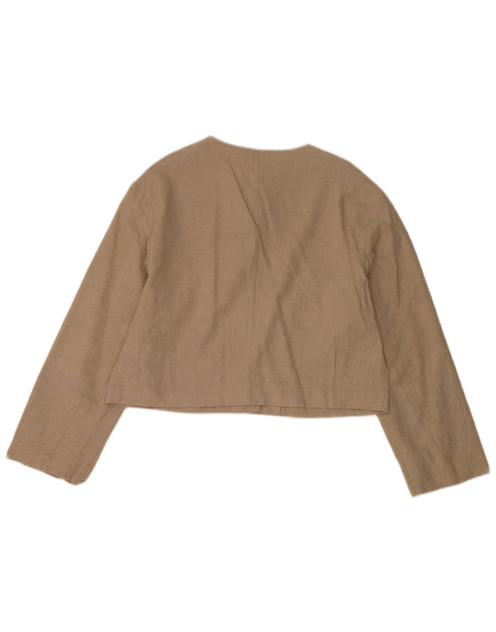 Zara Womens Crop 4 Button Blazer Jacket UK 14 Polyester Beige Moyen