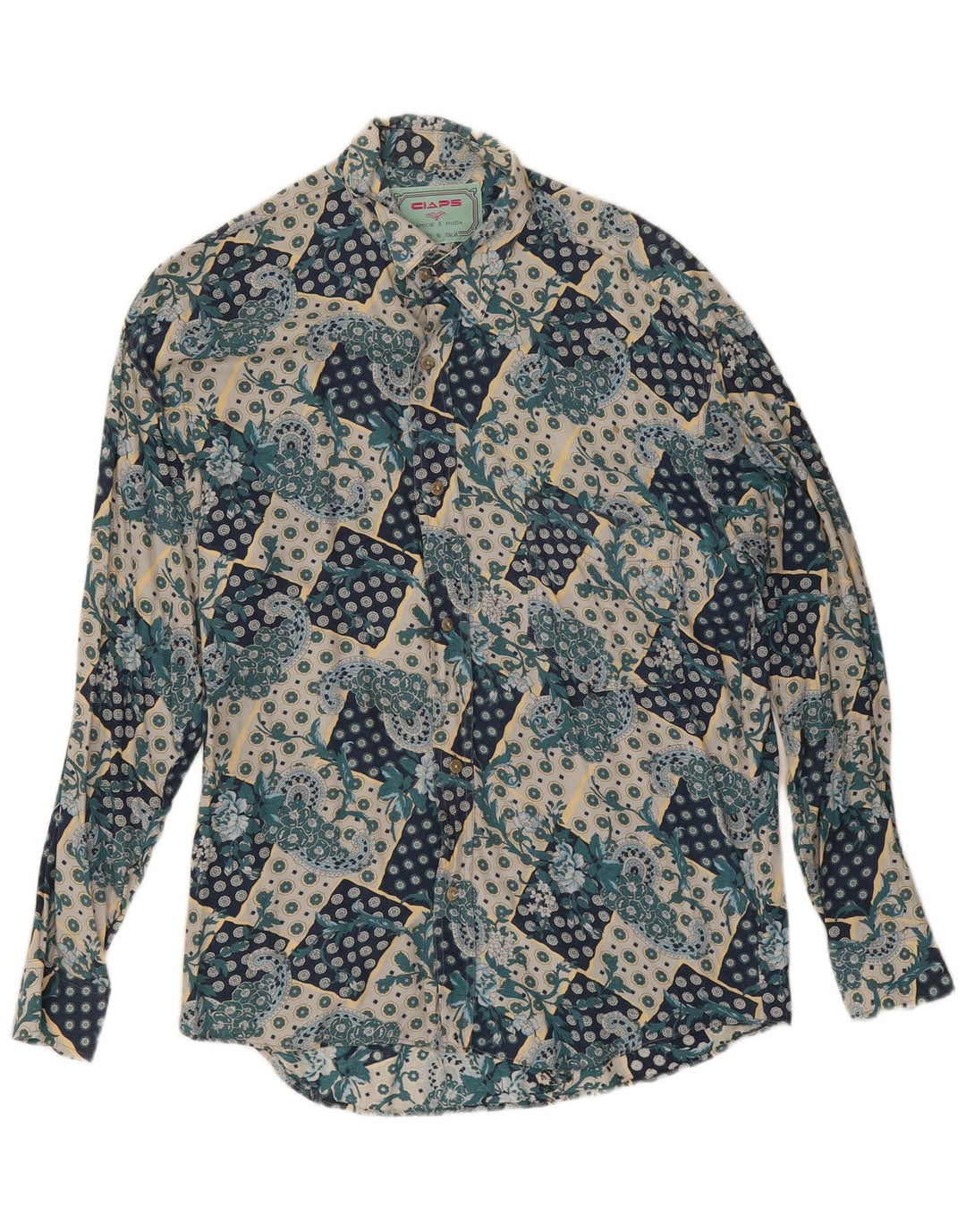 Chemise Homme Vintage Bleu Moyen Paisley Viscose