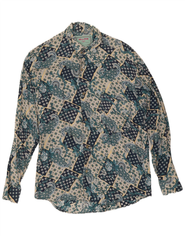 Chemise Homme Vintage Bleu Moyen Paisley Viscose