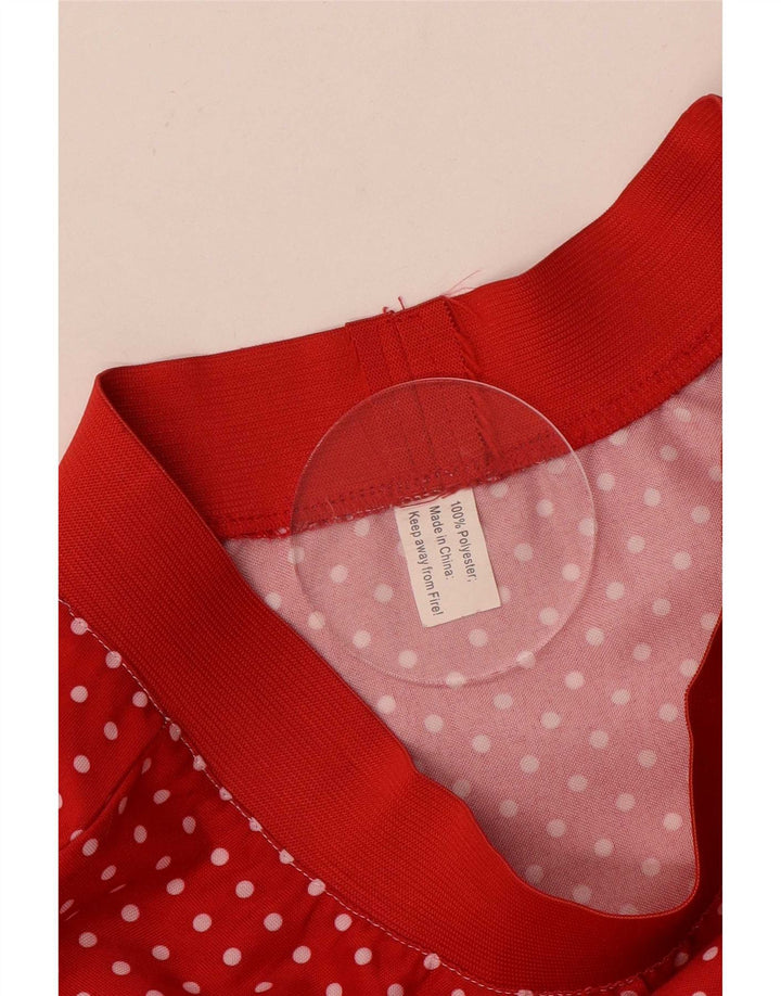 vintage Femme A-Line Jupe Moyenne W28 Rouge Spotté Polyester