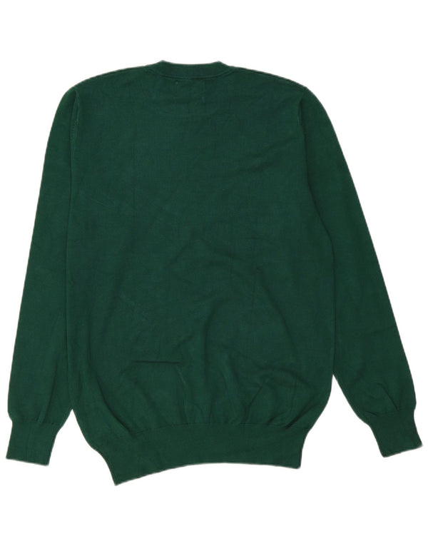 vintage Mens Crew Neck Jumper Pull Grande Viscose Verte