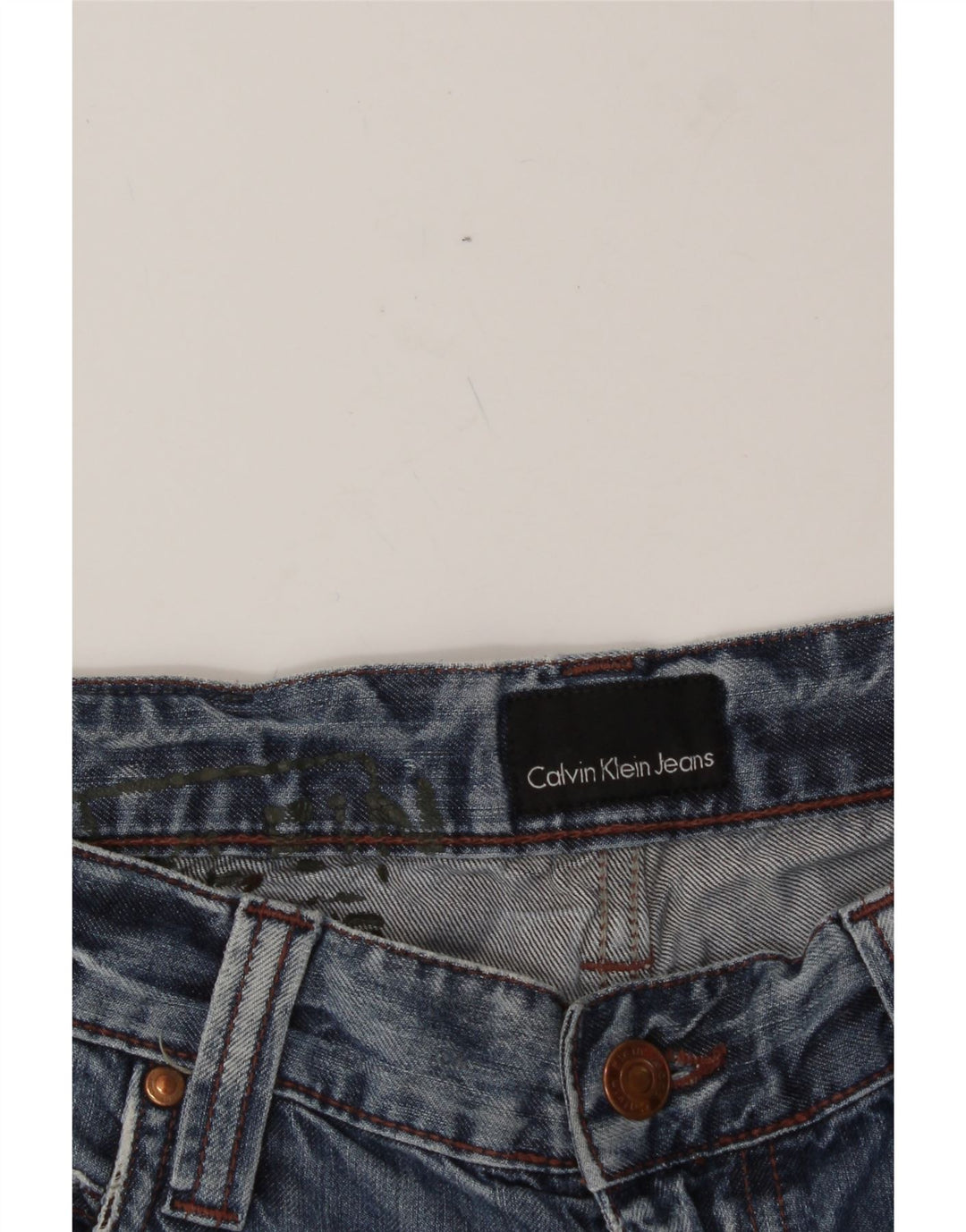 CALVIN KLEIN Mens Denim Shorts W32 Medium  Blue Vintage Calvin Klein and Second-Hand Calvin Klein from Messina Hembry 