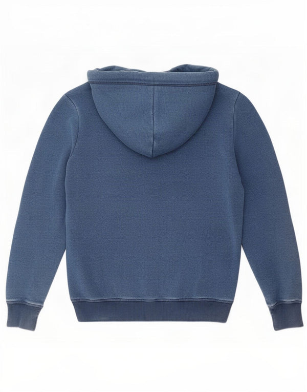 Superdry Pull à capuche zippé pour femme UK 14 Large Bleu Coton