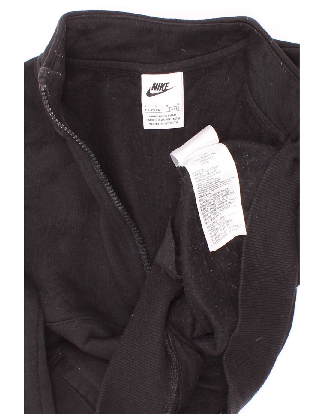 Nike Garçon Zip Neck Sweatshirt Jumper 6-7 ans Grand Noir Coton
