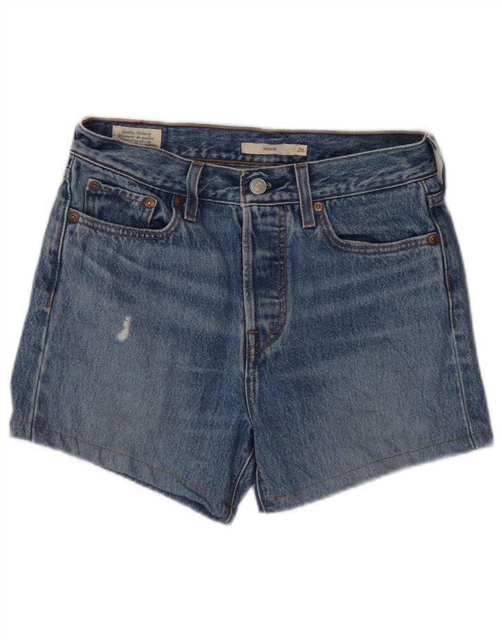 Levi's Short Wedge Femme en Denim Déchiré W26 Petit Bleu Coton