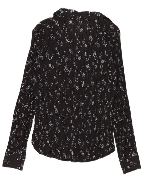 Marks & Spencer Chemise Chemisier Femme UK 8 Petit Noir Géométrique Polyester