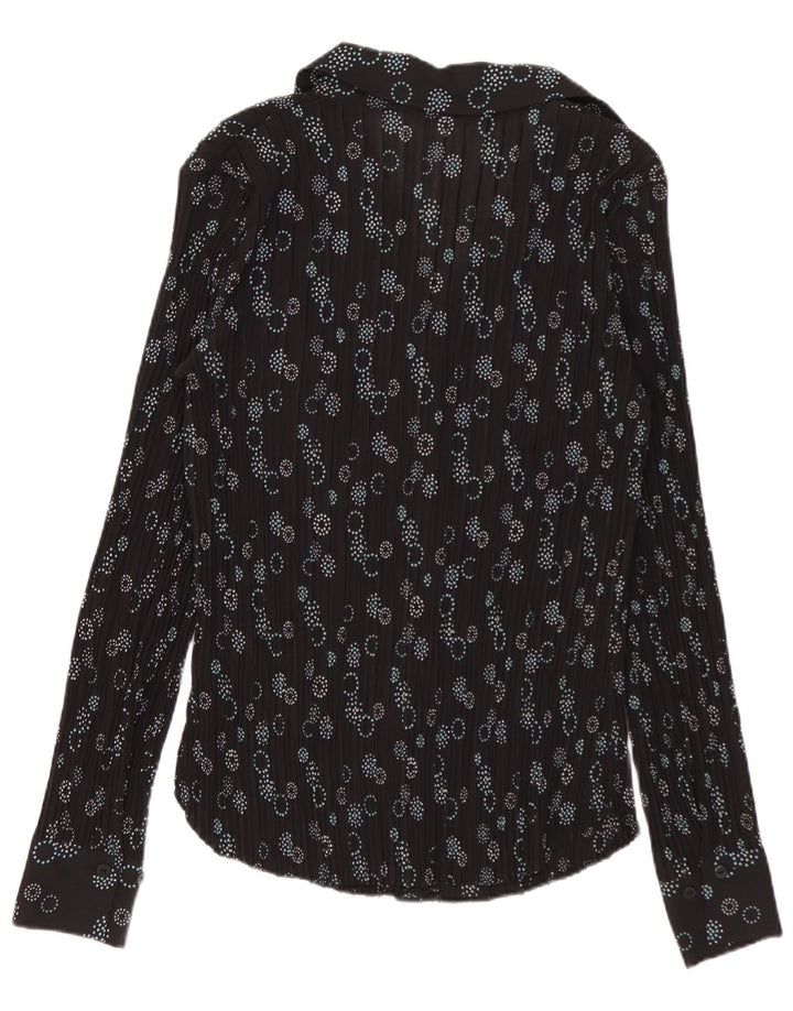 Marks & Spencer Chemise Chemisier Femme UK 8 Petit Noir Géométrique Polyester