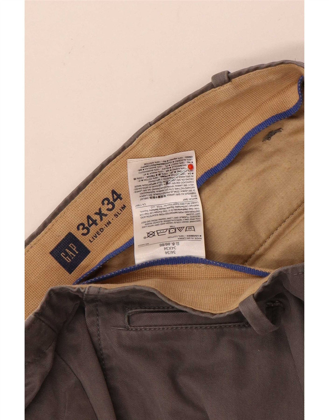 Gap Pantalon Chino Slim Homme W34 L34 Gris