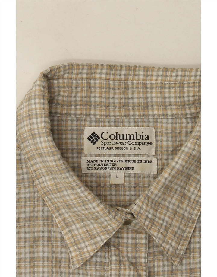 COLUMBIA Chemise à manches courtes pour femme UK 16 Grand carreaux beiges Polyester