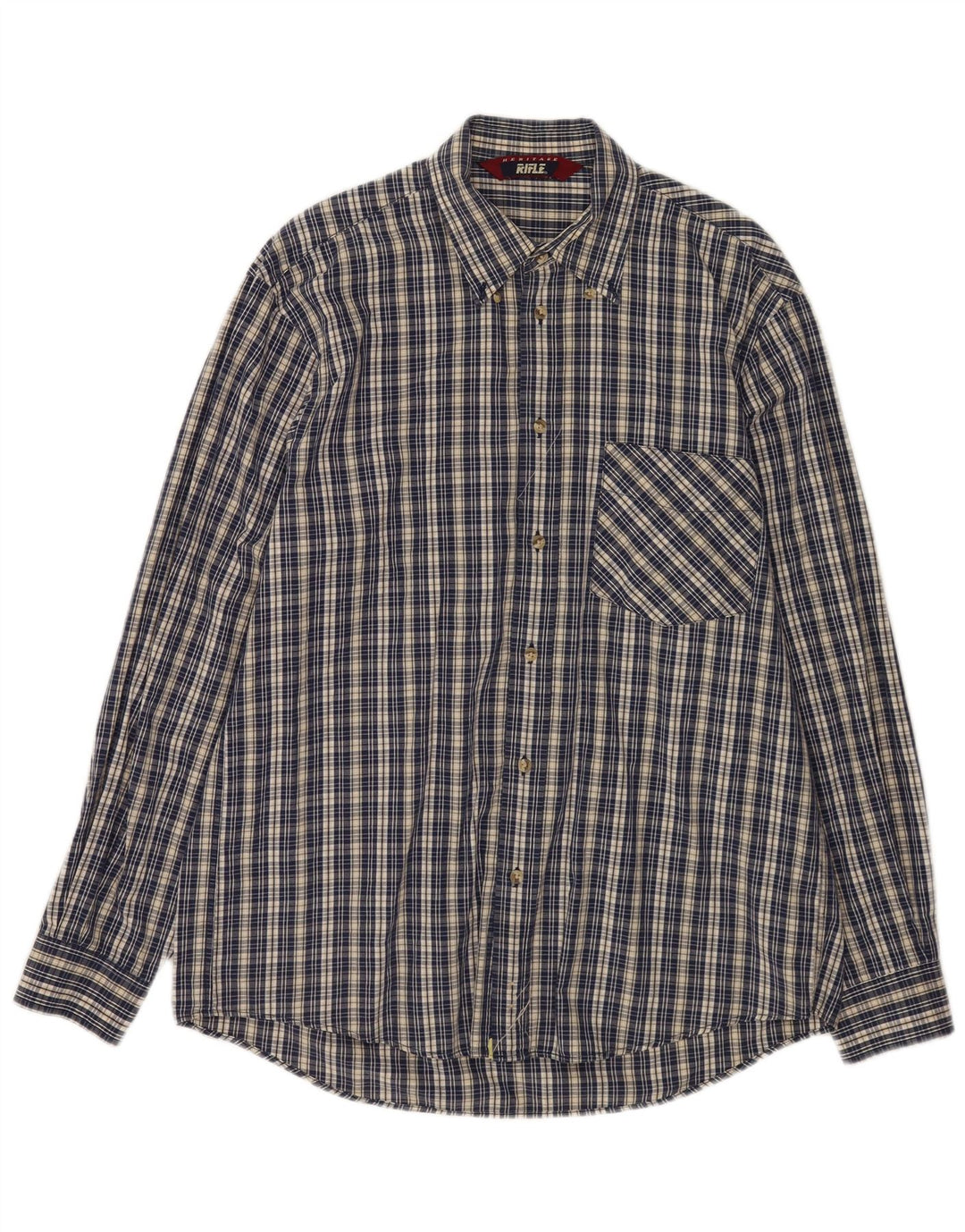 Rifle Chemise Heritage Homme Grand Carreau Bleu Marine Coton