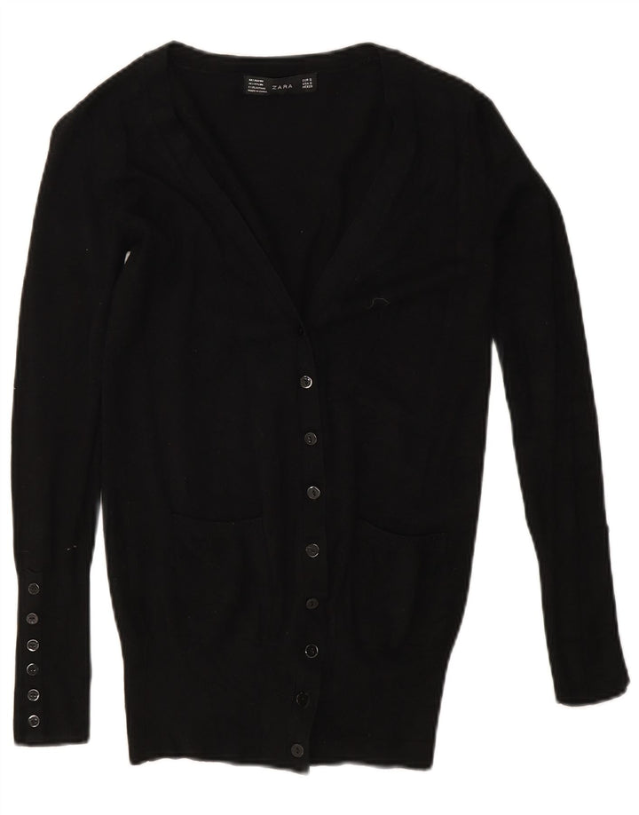 Zara Womens Cardigan Sweater UK 10 Petite Rayonne Noire