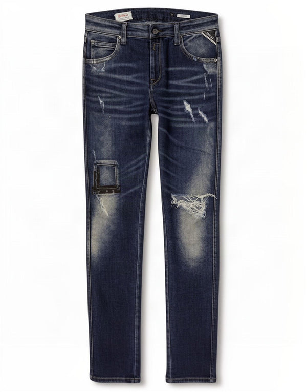 Replay Jean skinny Katewin effet vieilli W25 L28 bleu coton femme