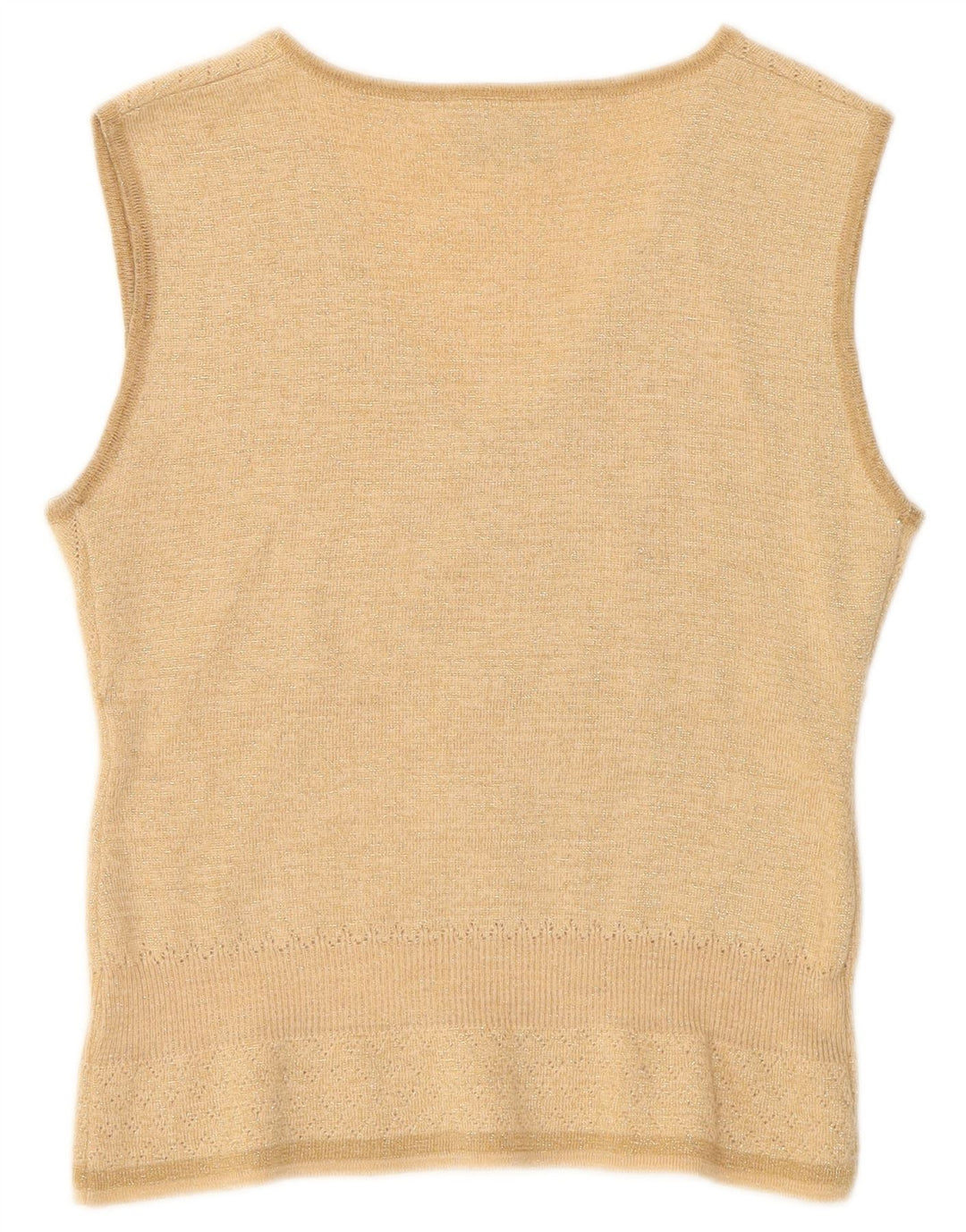 vintage Femme Gilet Débardeur IT 40/42 Petite Laine Beige