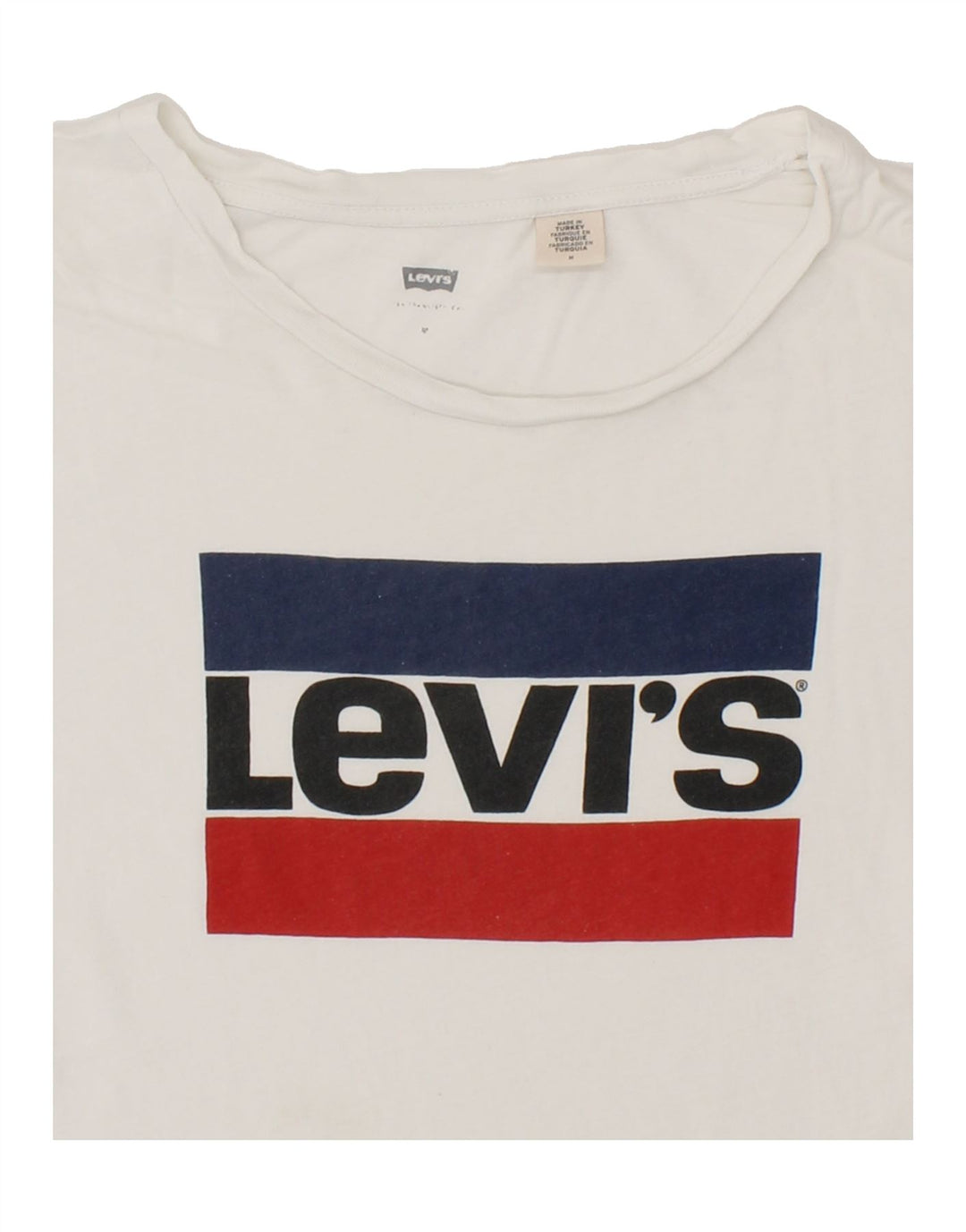 LEVI'S Womens Graphic T-Shirt Top UK 12 Medium White Vintage Levi's and Second-Hand Levi's from Messina Hembry 