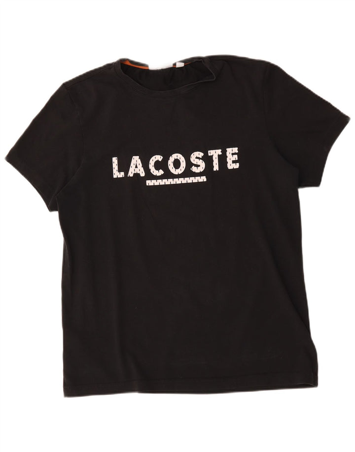 Lacoste Mens Graphic T-Shirt Top Taille 3 Petit Coton Noir