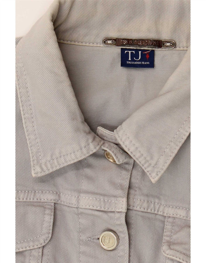 Trussardi Jeans Veste en jean courte pour femme UK 12 Gris moyen