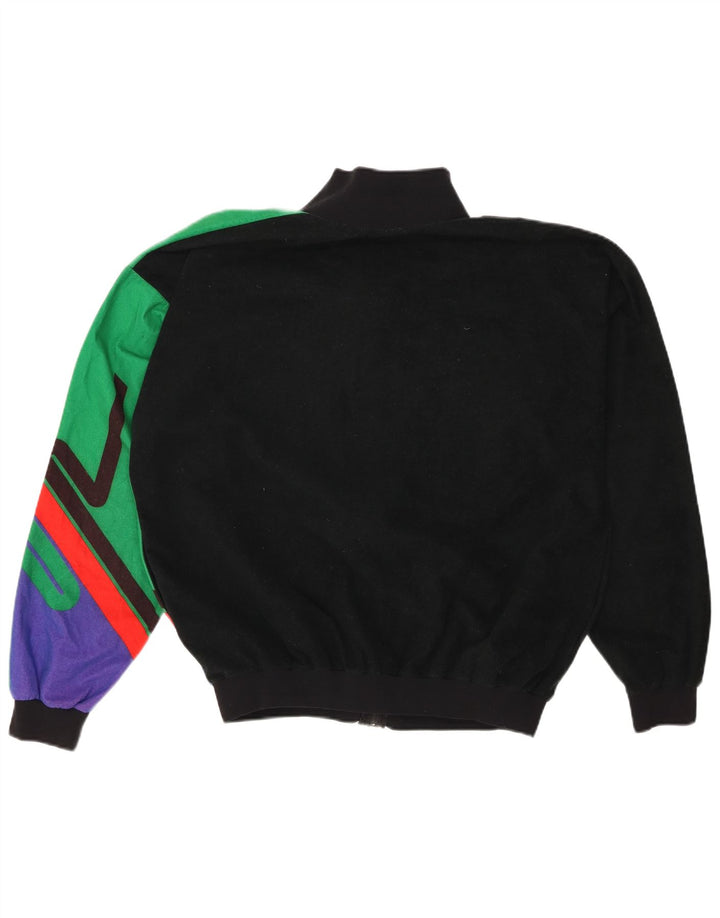 VINTAGE Veste de survêtement pour homme XL Noir Colourblock Polyester