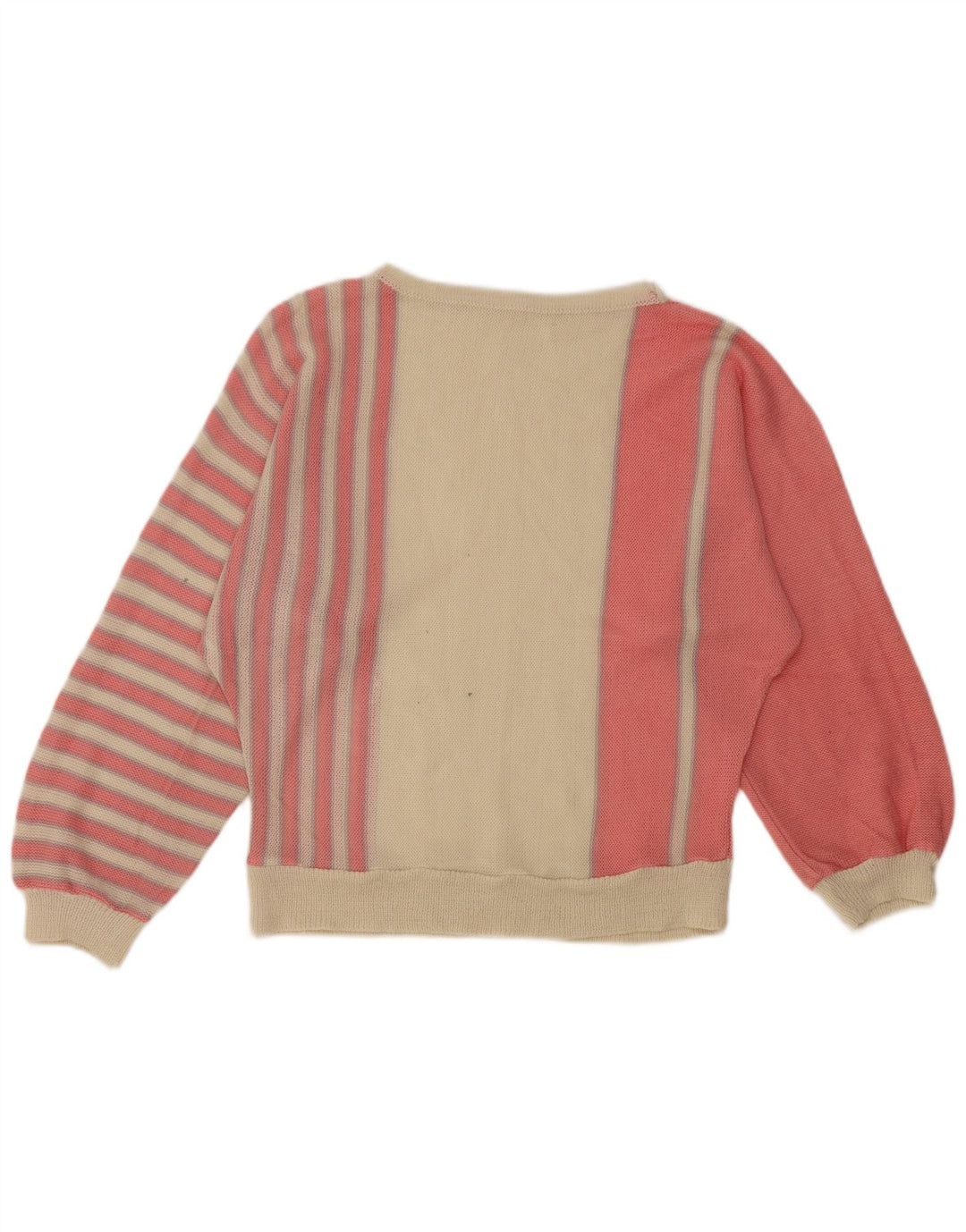 VINTAGE Pull col bateau femme UK 14 Rose moyen Colourblock