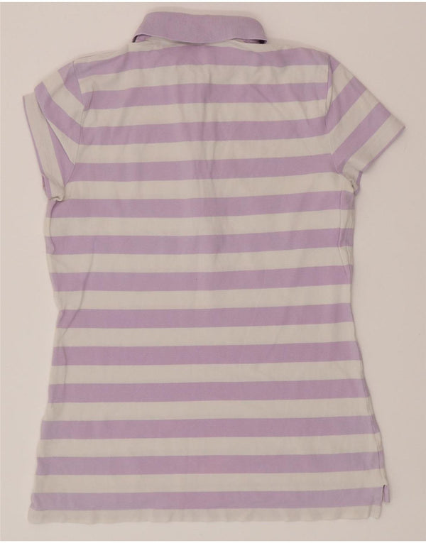 TOMMY HILFIGER Polo Femme UK 12 Rayé Violet Moyen