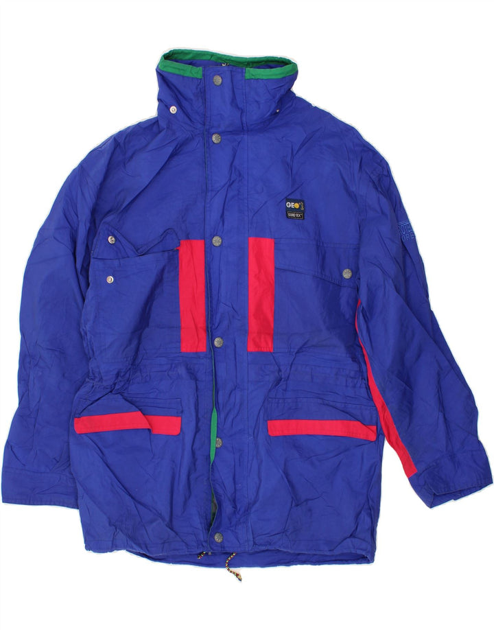 GEO SPIRIT Mens Windbreaker Jacket IT 48 Medium Blue Colourblock Polyester Vintage Geo Spirit and Second-Hand Geo Spirit from Messina Hembry 