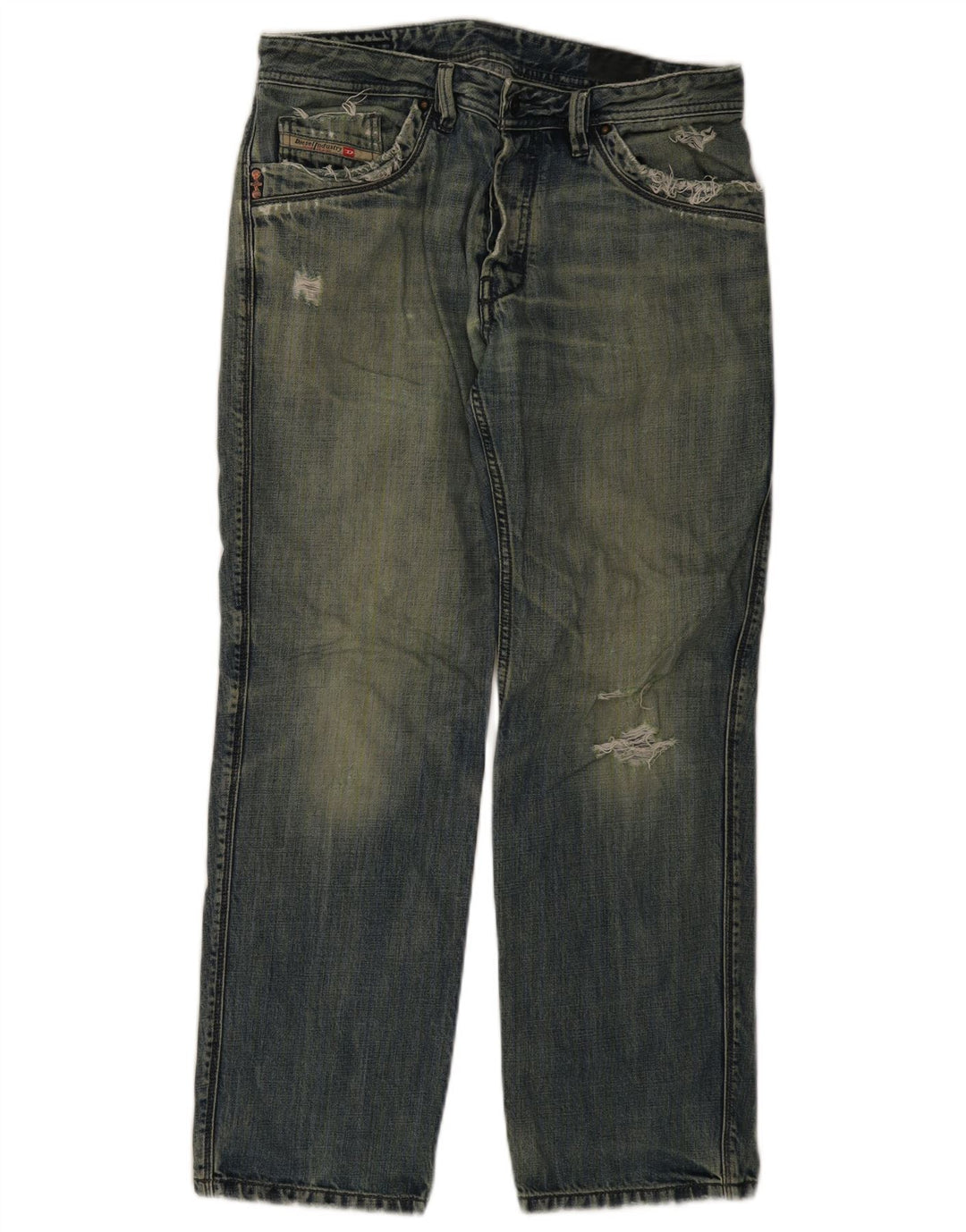 Diesel Jean droit vieilli W32 L30 en coton bleu pour homme