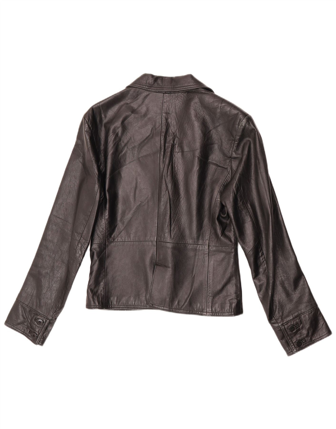 VINTAGE Veste blazer en cuir à 2 boutons pour femme IT 44 Cuir noir moyen