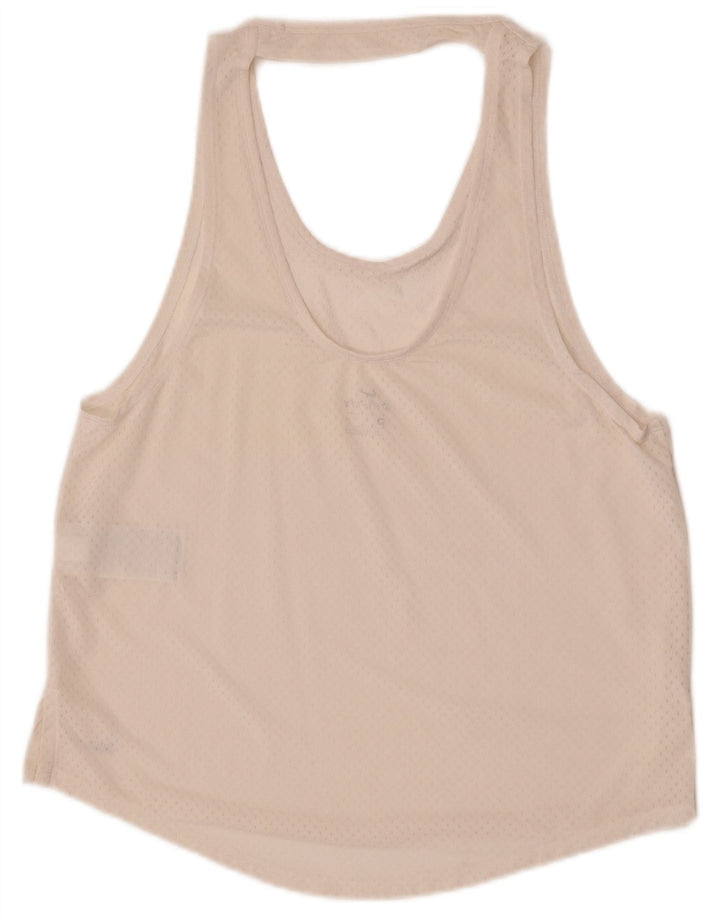 Nike Femmes Dri Fit Débardeur UK 12 Moyen Blanc Cassé Polyester