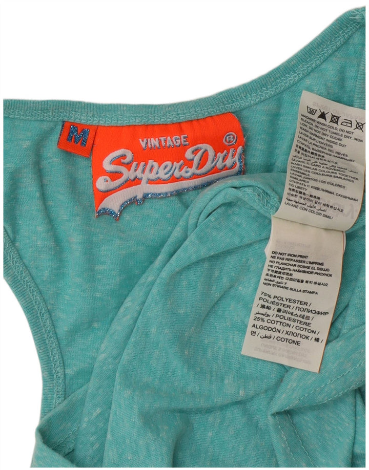 Superdry Débardeur Graphique Femme UK 14 Polyester Moucheté Turquoise Moyen