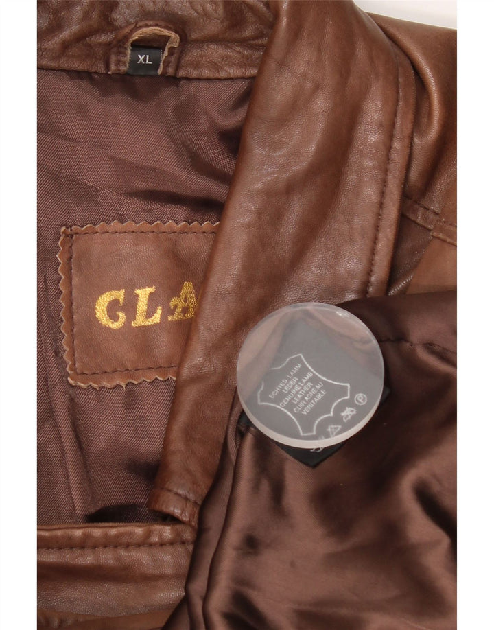 Veste en cuir surdimensionnée femme vintage UK 18 XL Cuir Marron