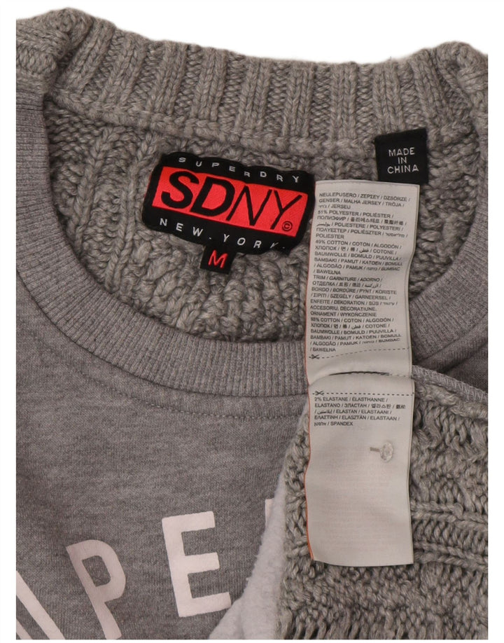 SUPERDRY Sweat-shirt graphique surdimensionné pour femme UK 14 Gris moyen