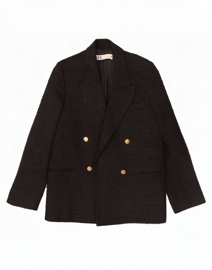 Zara Veste blazer à double boutonnage pour homme UK 36 Petit polyester moucheté noir