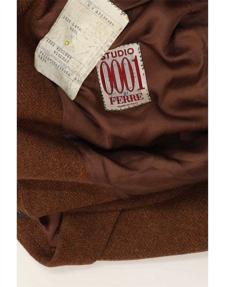 Ferre Veste Blazer 2 Boutons Homme IT 50 Grande Laine Mouchetée Marron