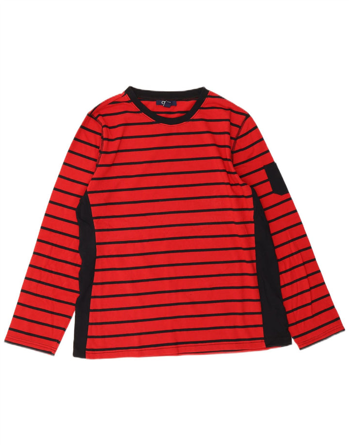 CHAPS Womens Top Long Sleeve UK 18 XL Red Striped Cotton