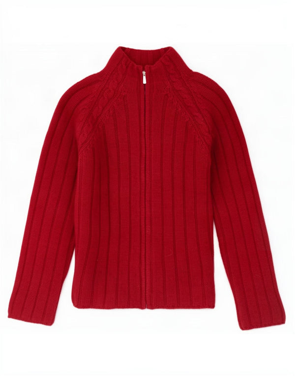 Calvin Klein Jeans Pull cardigan entièrement zippé pour femme UK 14 Bordeaux moyen
