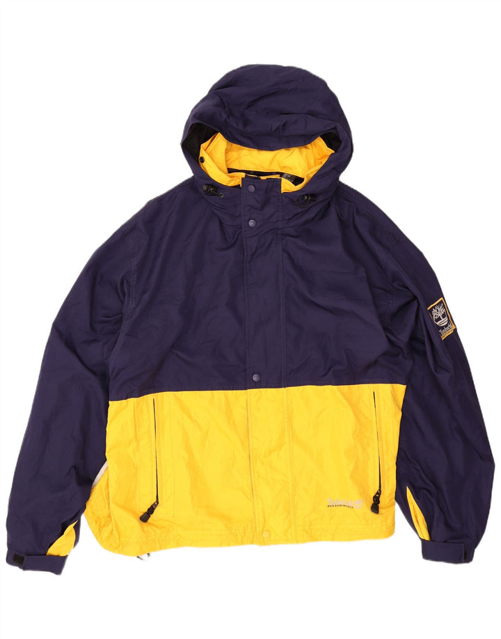 Timberland Veste de pluie à capuche pour homme UK 42 XL Bleu marine Colorblock Polyester