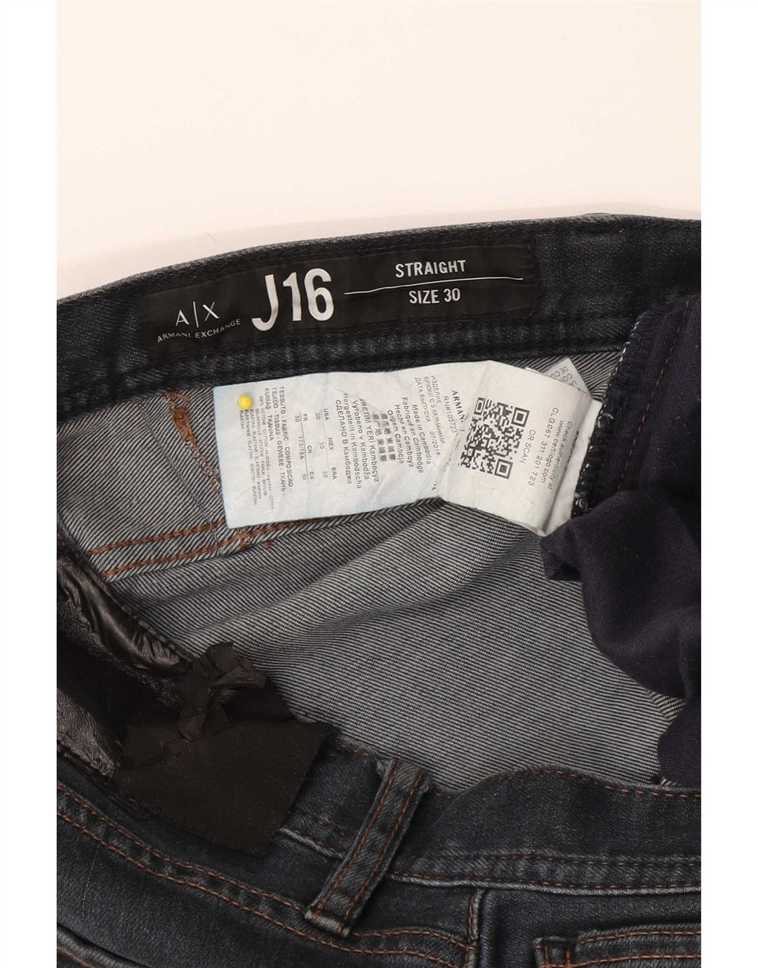 Armani Exchange Jean droit homme W30 L32 bleu marine coton