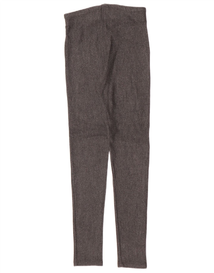 Zara Leggings Femme UK 8 Petit Viscose À Chevrons Gris