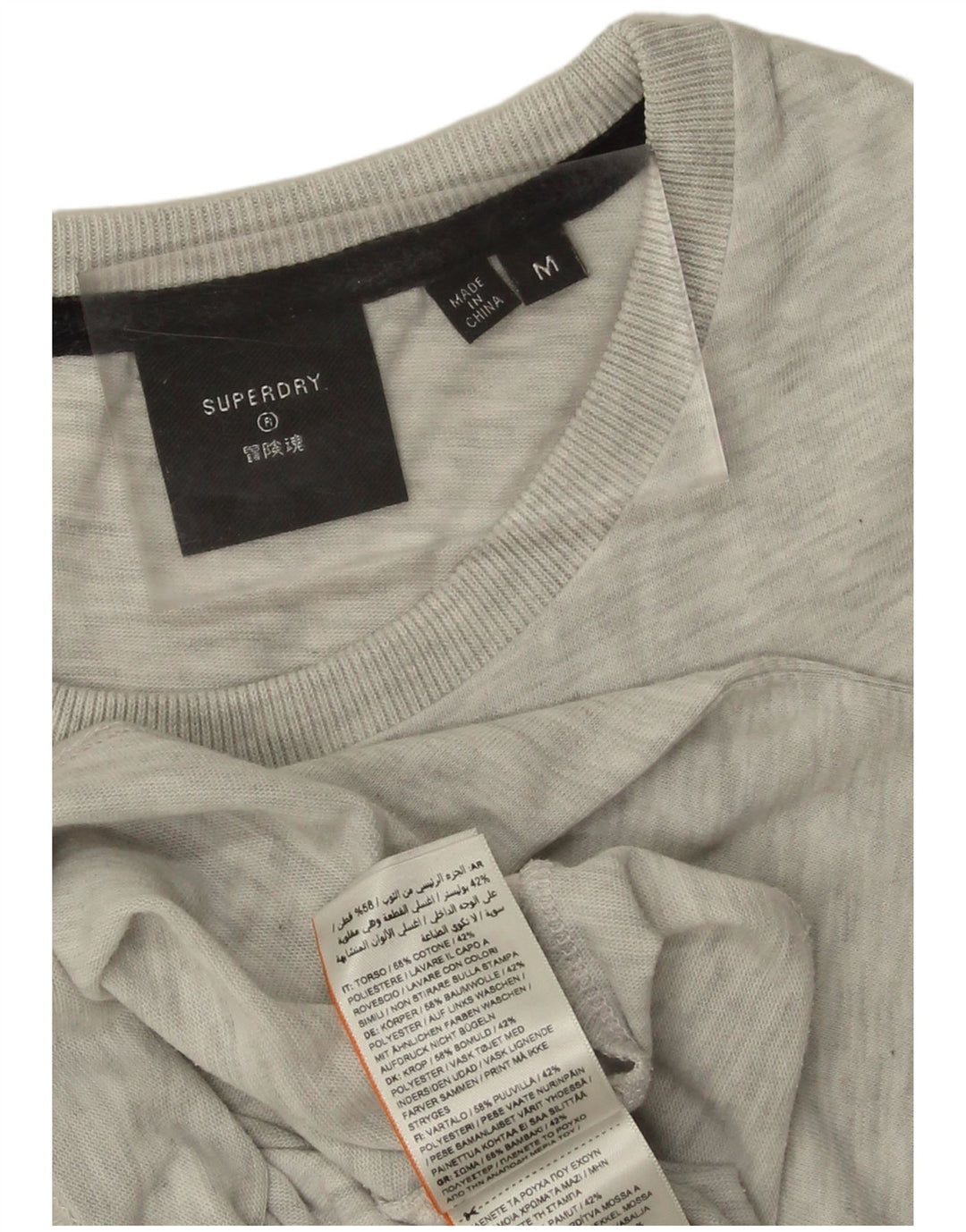 SUPERDRY T-Shirt Graphique Homme Gris Moyen Moucheté Coton