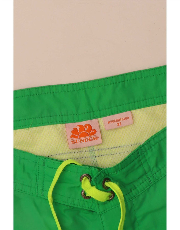 Sundek Short de bain homme en nylon color block vert moyen