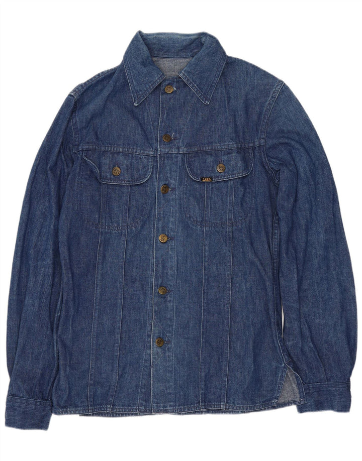 VINTAGE Chemise en Jean Homme Petit Bleu