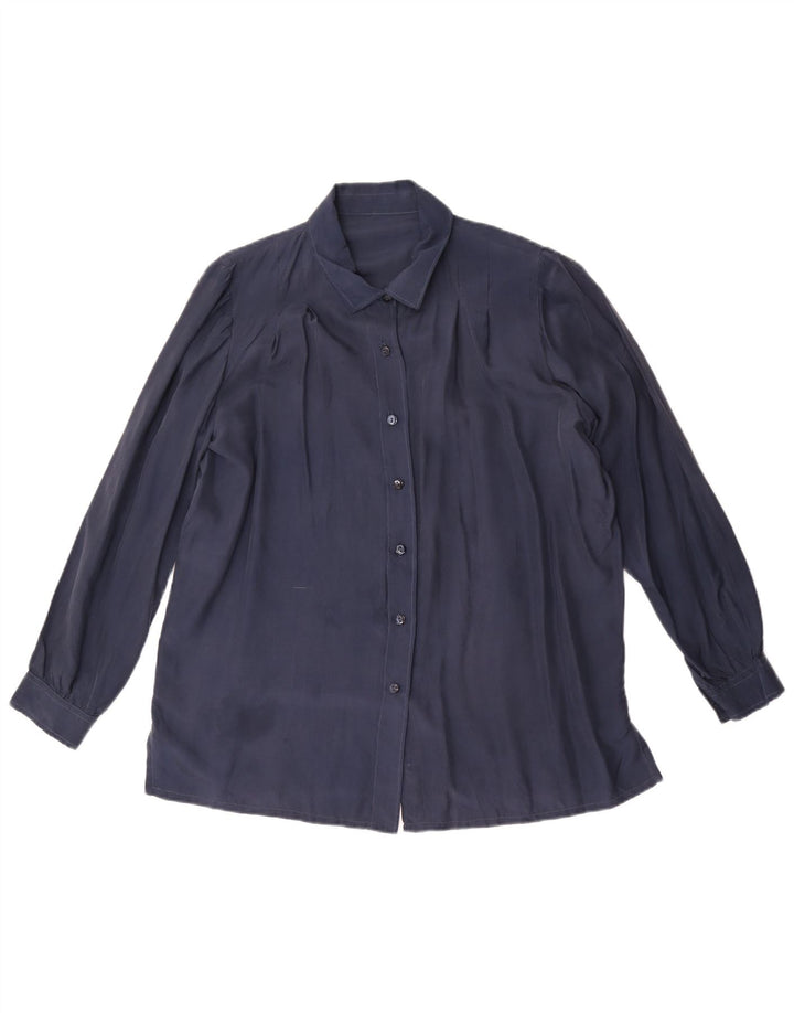 Chemisier chemise femme vintage UK 14 Grand Bleu Marine