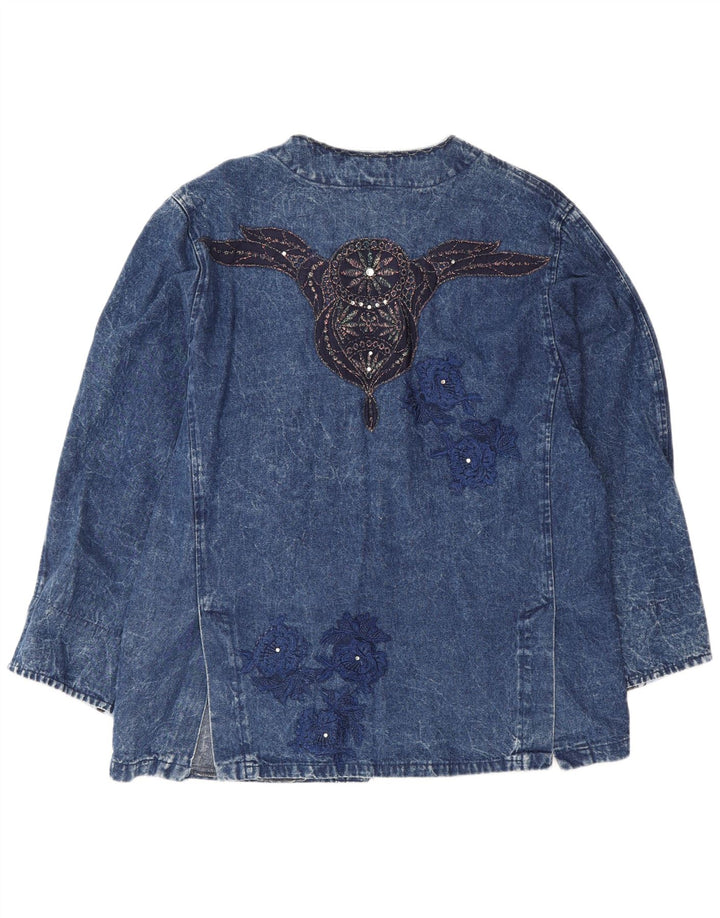 vintage Femme Graphique Loose Fit Denim Veste IT 42 Coton Bleu Moyen