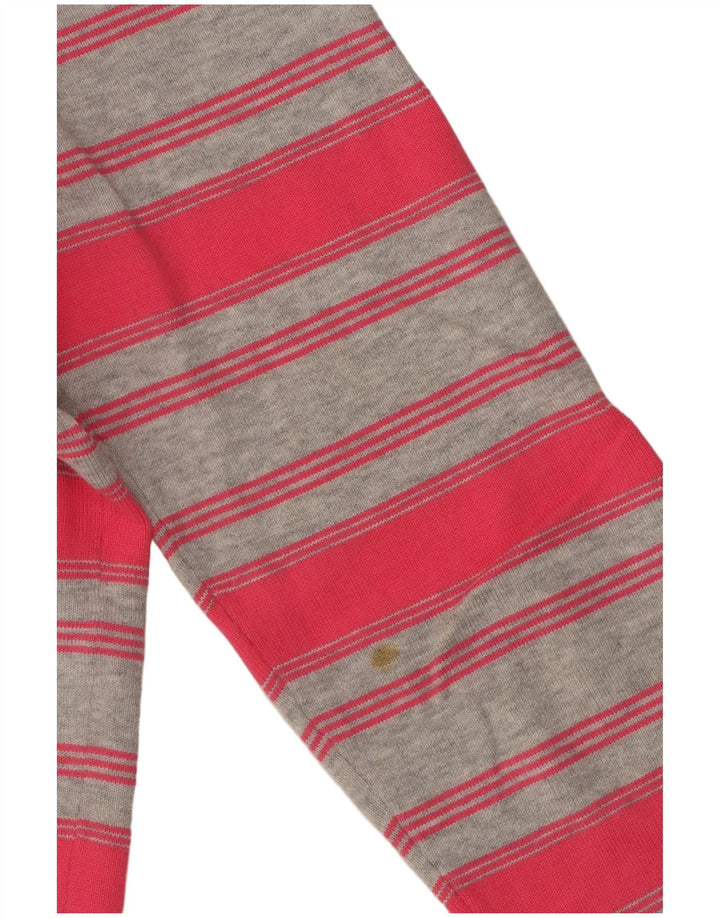 TOMMY HILFIGER Pull col en V pour femme UK 12 Rose moyen rayé