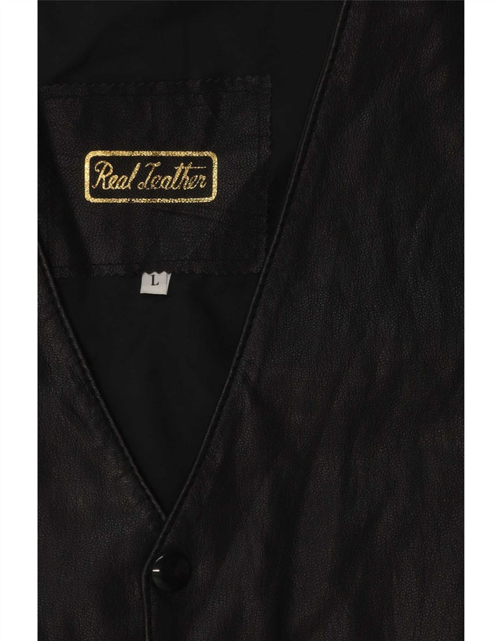 gilet en cuir homme vintage grand noir