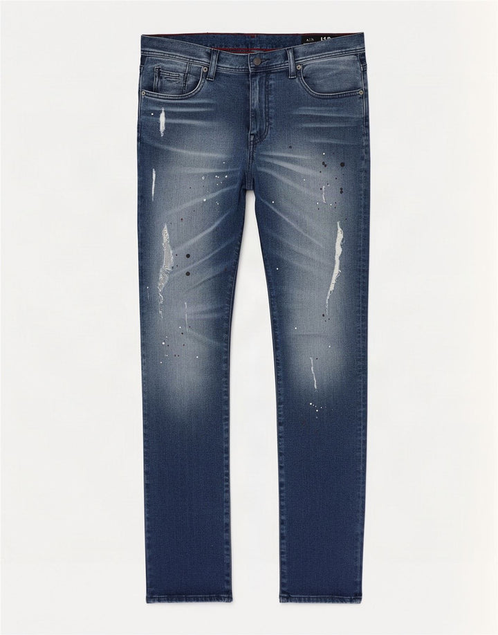 Armani Exchange Jean slim vieilli W34 L32 en coton à pois bleu pour homme