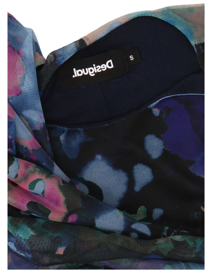 DESIGUAL Robe trapèze à manches longues et motif abstrait pour femme UK 10 Small Bleu