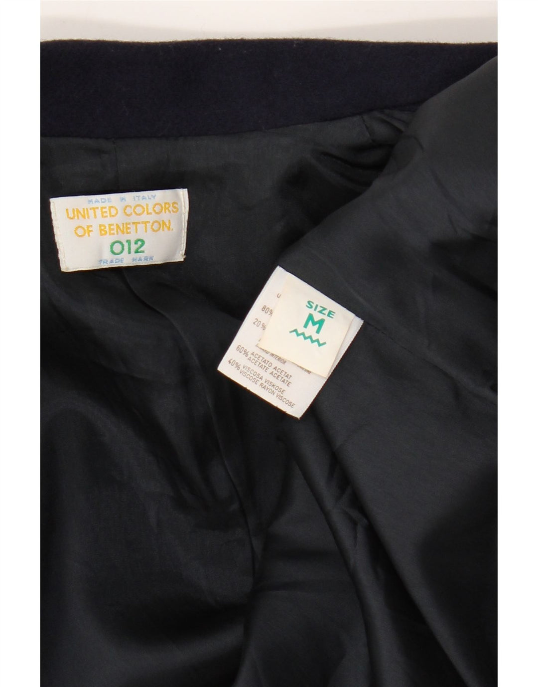 Benetton Veste Blazer 2 Boutons Garçon 10-11 ans Laine Bleu Marine Moyen