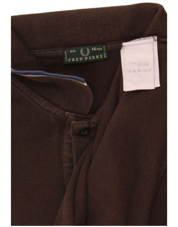 FRED PERRY Polo Manches Longues Garçon 13-14 ans Marron Coton